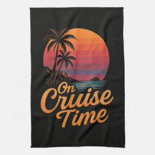 Paño De Cocina Cruzada al atardecer con palmeras tropicales de va