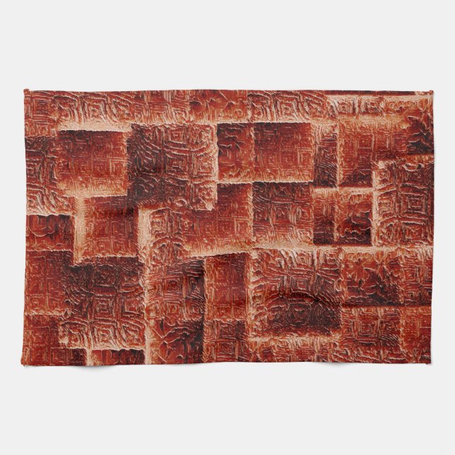 Paño De Cocina Cuadrados con textura de pared roja oscura y clara (Horizontal)