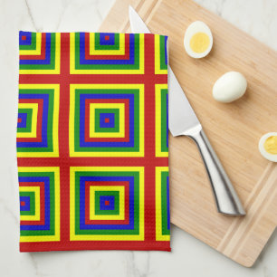 Paño De Cocina Cuadrados de colores primarios estratificados