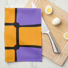 Paño De Cocina Cuadrados de formas naranja negrita asimétrica púr