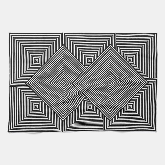Paño De Cocina Cuadrados de Op Art (Horizontal)