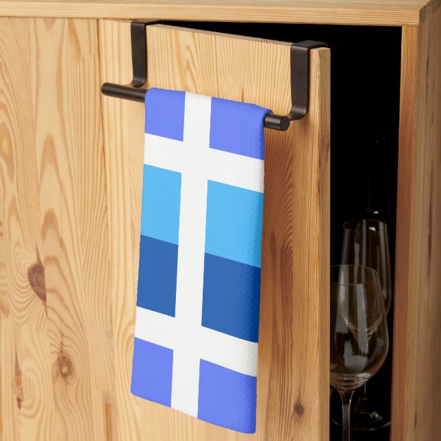 Paño De Cocina Cuadrados mínimos azul y verde (Pliegue de tercios)