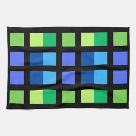 Paño De Cocina Cuadrados mínimos azules verdes