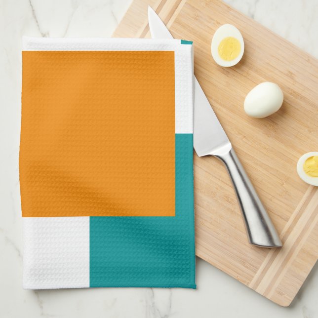 Paño De Cocina cuadrados mínimos verde azulados y tangarinos (Doblado Cuarto)