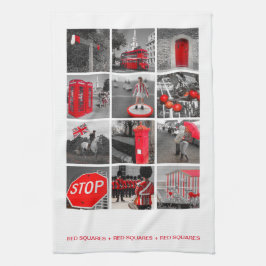 Paño De Cocina Cuadrados rojos