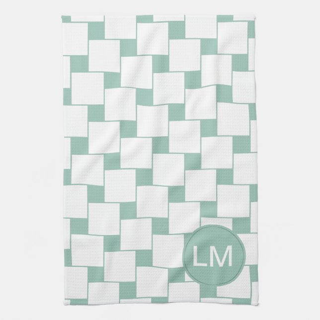 Paño De Cocina Cuadrados trenzados divertidos Mint Green (Vertical)