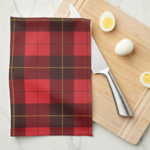Paño De Cocina Cuadro Clan Wallace Tartán Rojo Negro a Cuadros