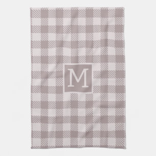 Paño De Cocina Cuadro de Búfalo Gingham Cuadro Beige Monograma 