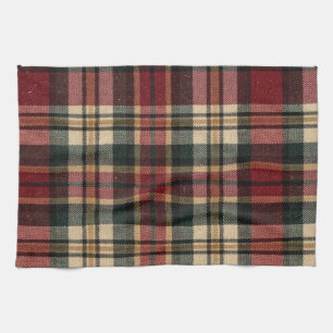 Paño De Cocina Cuadro de franela rojo y verde bosque
