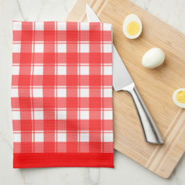 Paño De Cocina Cuadro Escocés Retro Rojo y Blanco