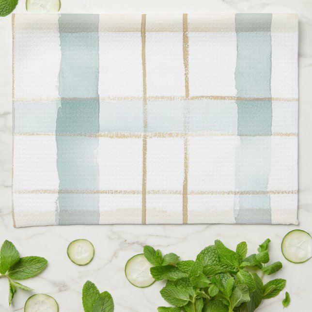 Paño De Cocina Cuadros Azules Crema Blanco (Doblado)