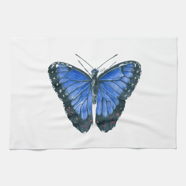 Paño De Cocina Cuadros de acuarela de morfo azul (Horizontal)