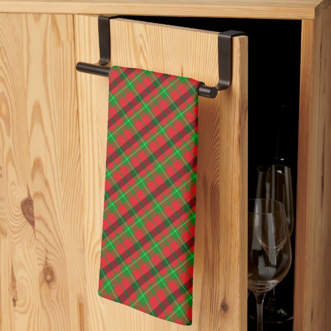 Paño De Cocina Cuadros Rojos y Verdes de Navidad (Pliegue de tercios)