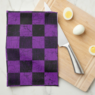 Paño De Cocina Cuadros Rústicos, Morado y Negro