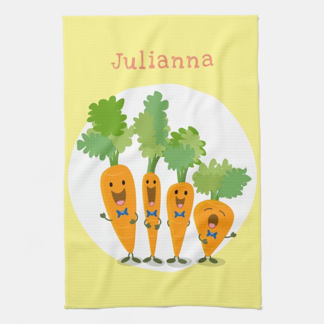 Paño De Cocina Cuarteto de zanahoria cantante lindo ilustracion p (Vertical)