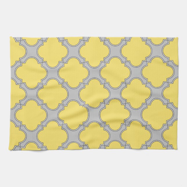 Paño De Cocina Cuatrefoil amarillo y gris (Horizontal)