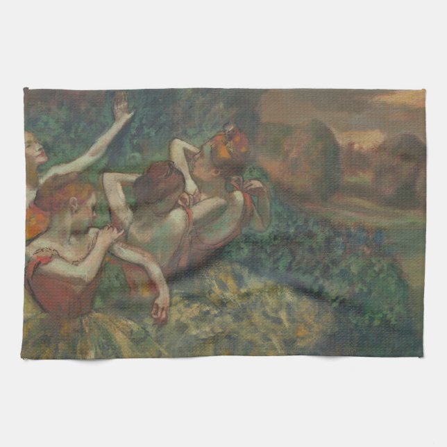 Paño De Cocina Cuatro bailarines de Edgar Degas, Ballet Arte Fino (Horizontal)