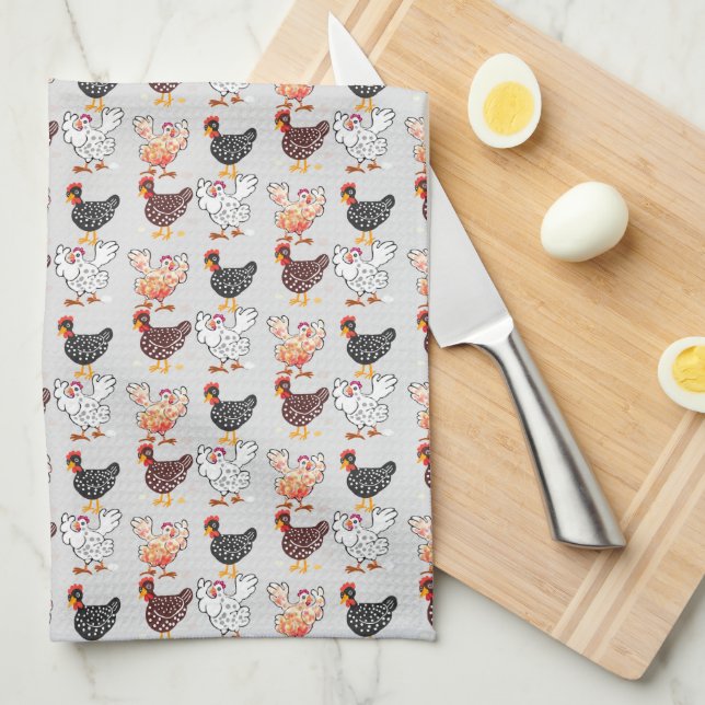 Paño De Cocina Cuatro gallinas felices (Doblado Cuarto)