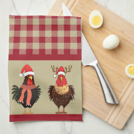 Paño De Cocina Cuatro pollos Santa - Rojo y Tan Lumberjack Tapado