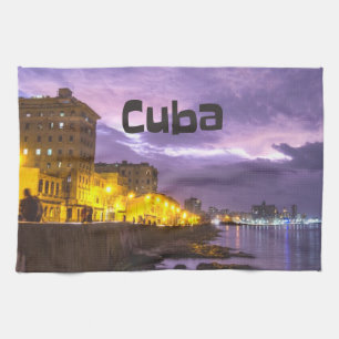 Paño De Cocina Cuba: Luces de la ciudad costera de La Habana de n