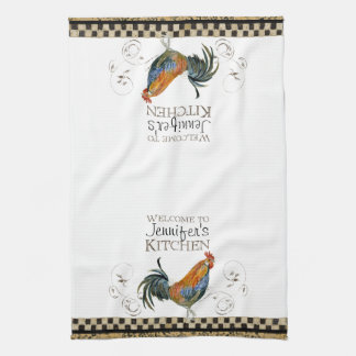 Paño De Cocina Cubalaya Rooster Black & Tan Check Swirl Kitchen