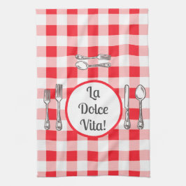 Paño De Cocina Cubiertos caprichosos Dolce Vita Cuadro Rojo 