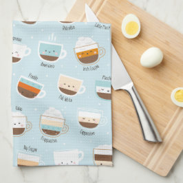 Paño De Cocina Cubos de café finos en azul claro