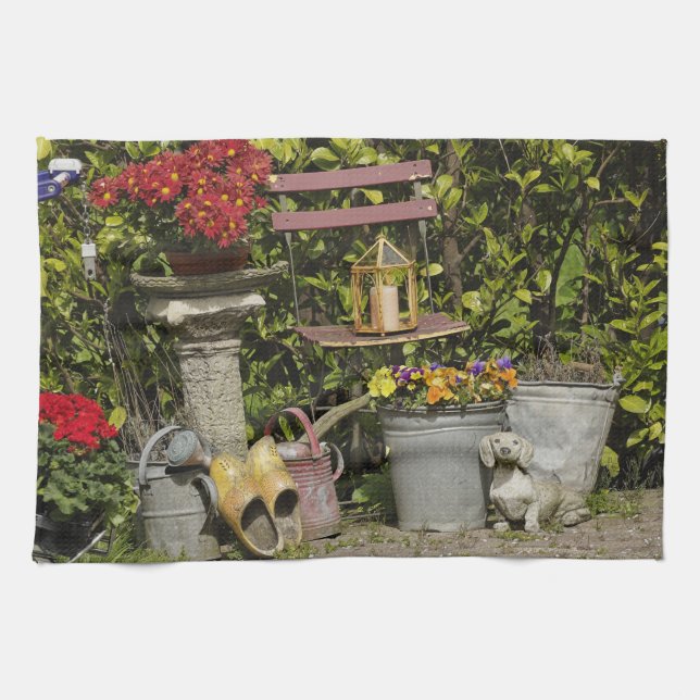 Paño De Cocina Cubos, zapatos y flores, Zaanse Schans, (Horizontal)