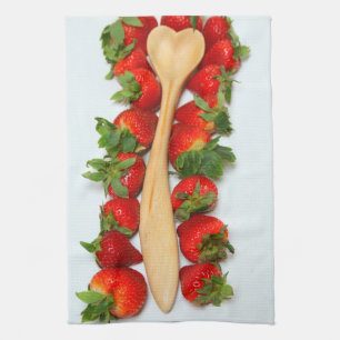 Paño De Cocina Cuchara de madera del corazón rodeada por la