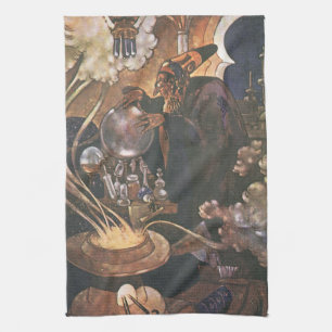 Paño De Cocina Cuento de Hadas Antiguo, Aladdín y la Lámpara Mági