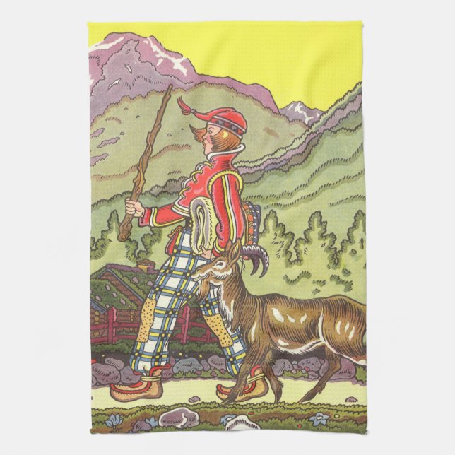 Paño De Cocina Cuento de Hadas Antiguo, El Niño y el Viento del N (Vertical)