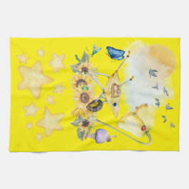 Paño De Cocina Cuidada acuarela Cottagecore Amarillo en amarillo 