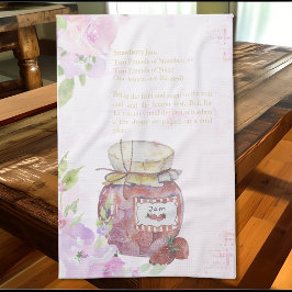 Paño De Cocina Cuidada acuarela Fresa Receta de mermelada