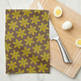 Paño De Cocina Cuidada flor de trippy verde amarillo rojo hippie