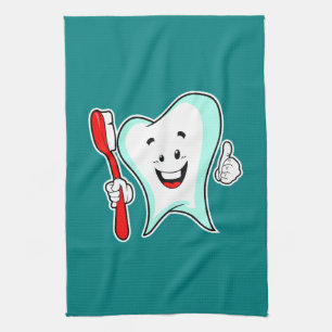 Paño De Cocina Cuidado dental Feliz diente con cepillo de dientes