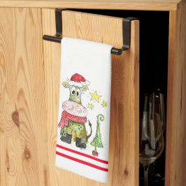 Paño De Cocina Cuidados y caprichosos Navidades vaca