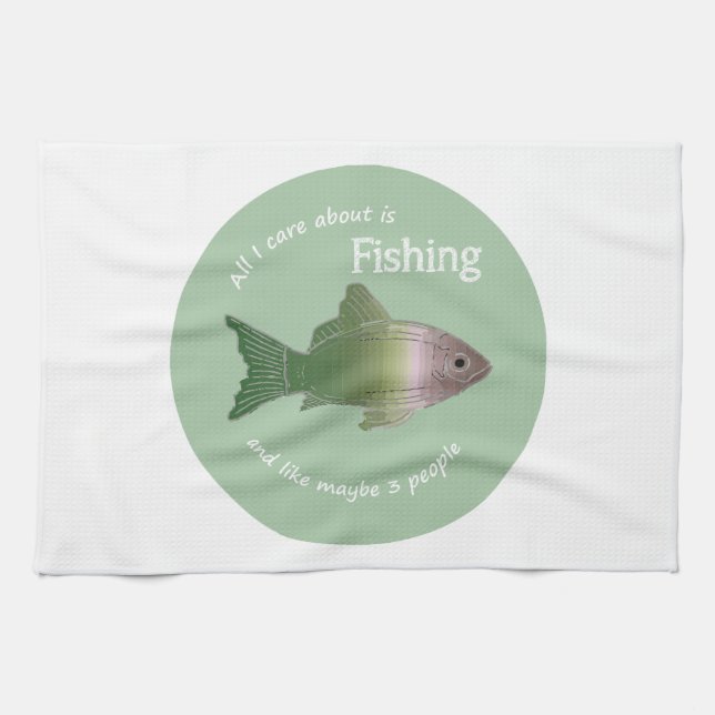 Paño De Cocina Cuidar de la cita de pescador divertido (Horizontal)
