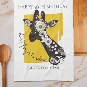 Paño De Cocina Cumpleaños Divertido Jirafa Genial Personalizado