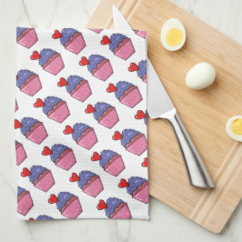 Paño De Cocina Cupcakes y Corazones