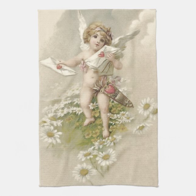 Paño De Cocina Cupid Cherub Angel Valentine Daisy (Vertical)