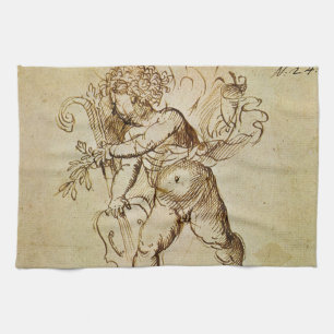 Paño De Cocina Cupido con un violín por Domenico Campagnola