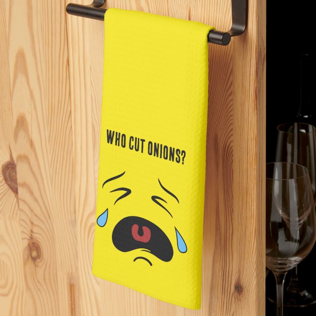 Paño De Cocina Curiosas divertidas Emoticon Triste Llorando Emoji (Funny Onions Emoticon Sad Crying Face Emoji Kitchen Towel)
