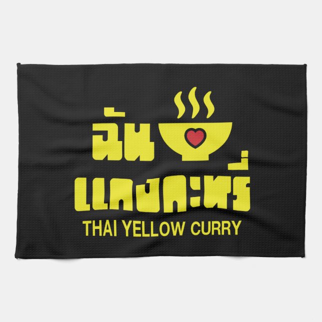 Paño De Cocina Curry amarillo tailandés de corazón (amor) (Horizontal)