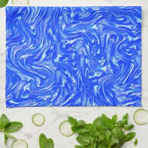 Paño De Cocina Curva a rastros de grano, textura azul transparent
