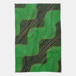Paño De Cocina Curva verde y puntos claros sobre fondo oscuro