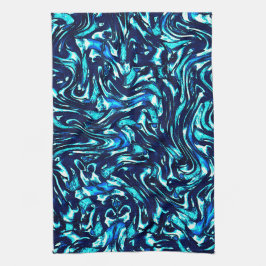 Paño De Cocina Curvas de azul y cian estropeadas