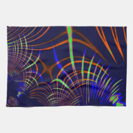 Paño De Cocina Curvas puntiagudas de verde limón a coral y azul