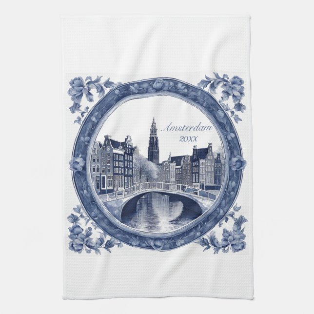 Paño De Cocina Custom Blue Delft Amsterdam Souvenir (Vertical)