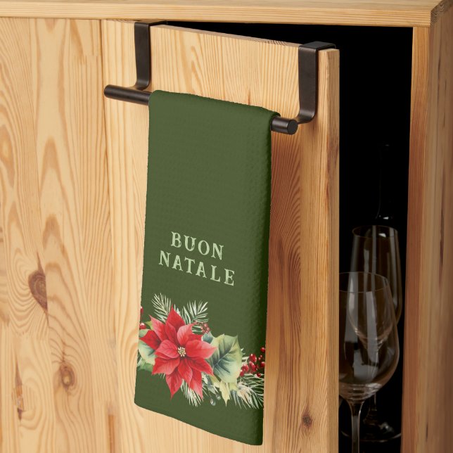 Paño De Cocina Custom Buon Natale Floral Kitchen Accessories (Pliegue de tercios)