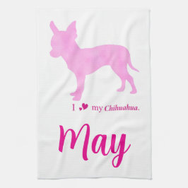 Paño De Cocina Custom Chihuahua towel Pastel Pink Silhouette
